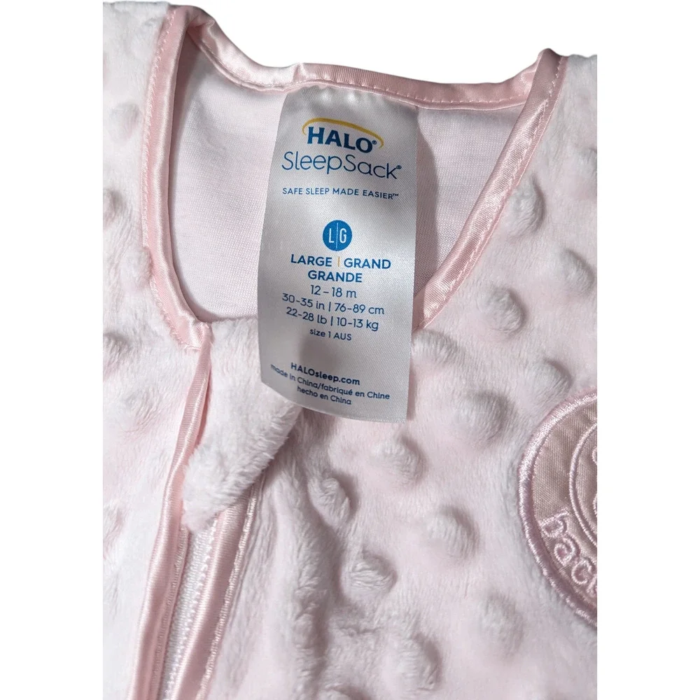HALO SleepSack Wearable Blanket In The Plushy Dot Velboa Style Size L 12-18m - Picture 4 of 6